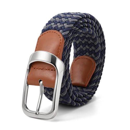 Image of JASGOOD Stretch Belt for Men, Men Women Elastic Woven Braided Belt 1 3 /8 Casual Belt Golf Belt for Jeans Pants