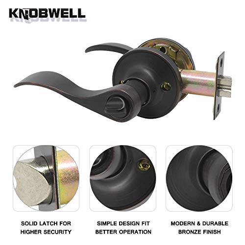 KNOBWELL 6 Pack Bronze Privacy Door Lever Handle Keyless Bedroom