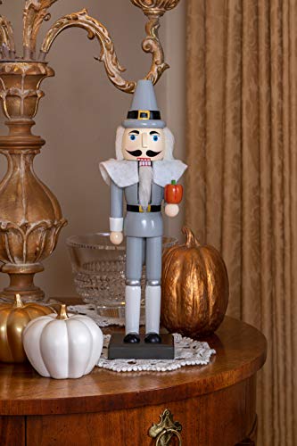 Pilgrim Nutcracker by Clever Creations | Wearing Black and White Pilgrim Outfit | Festive Collectable Christmas Decor | Perfect for Shelves and Tables | 100% Wood | 14” Tall - Thumbnail 4