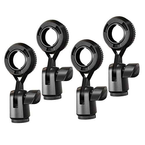 ERINGOGO 4pcs Mic Stand Clip Rotatable Microphone Holder for Desktop Use Angle Compatible with Standard Thread Microphone Stands