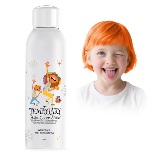 Spray de tinte temporal naranja para niños, color plateado instantáneo, alternativa de color de cabello para niños, niñas, adolescentes, hombres, mujeres, estilo rápido, para fiestas, Navidad