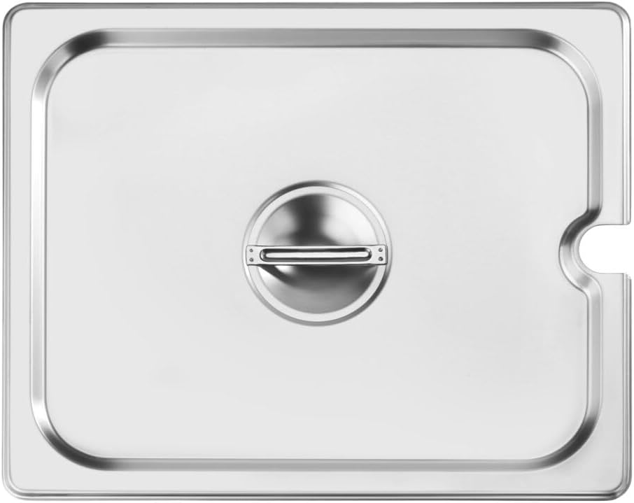 New Star Foodservice 1/2 Size Steam Table Pan Cover, Notched, 18/8 Stainless Steel, 24-Gauge