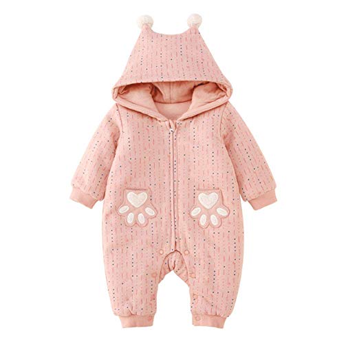 Barboteuse bébé hiver en coton épais matelassé à capuche