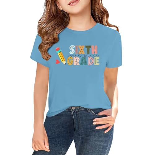 Girls Boys Back to School Shirt Sixth Grade Tshirt First Day of School Outfit Kids Summer Cute Pattern Tee Tops