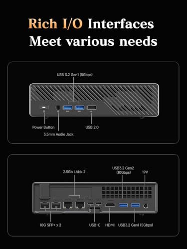 MINIS FORUM MS-A2 Mini PC, AMD Ryzen 9 9955HX (16C/32T, bis 5,4GHz), 64GB DDR5, 1TB SSD, PCIe x16, HDMI/2x USB-C 8K@60Hz, 2X 10G SFP+, 2X LAN 2,5G, 3X M.2 SSD