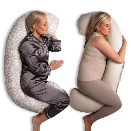 BellaMoon C Shaped Pregnancy Pillow for Sleeping (55 Inch) Maternity Body Pillow with Cooling Cover Soft Support for Women, Back, Legs, Belly C Pillow for Side Sleeping & Full Body Pillows for Adults