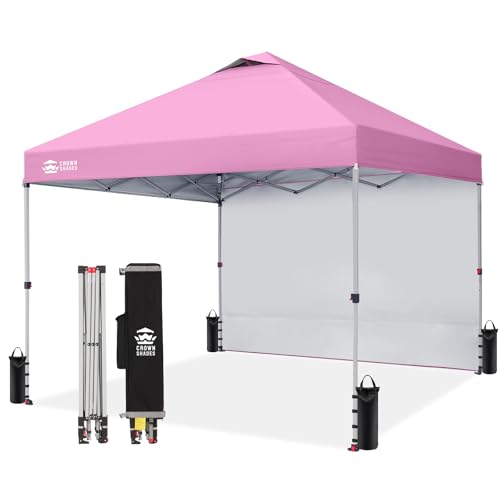 CROWN SHADES 10x10 Pop Up Canopy with 1 Side Wall - Beach...