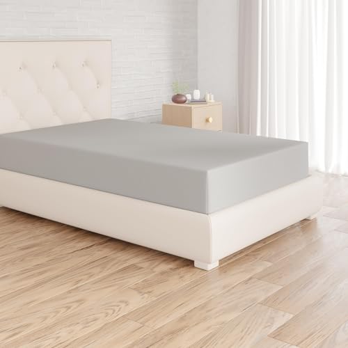 Amazon Basics Drap Housse, 140 x 200 x 30 cm, en Polyester Microfibre pour Matelas Épais jusqu'à 30 cm, Gris Clair