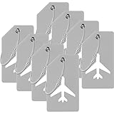 8 Pieces Luggage Tags Silicone Luggage Suitcases Tags for Travel Luggage Name Tags Includes Name Cards with Partial Privacy Cover and Stainless Steel Loops for Secure Fastening (Grey)