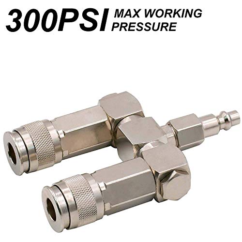 Fixsmith Air Hose Connector- 2 Way Air Hose Splitter,1/4 In Npt, Air Compressor Accessories Fittings, Swivel 360 Degrees Connectors. #TOP3