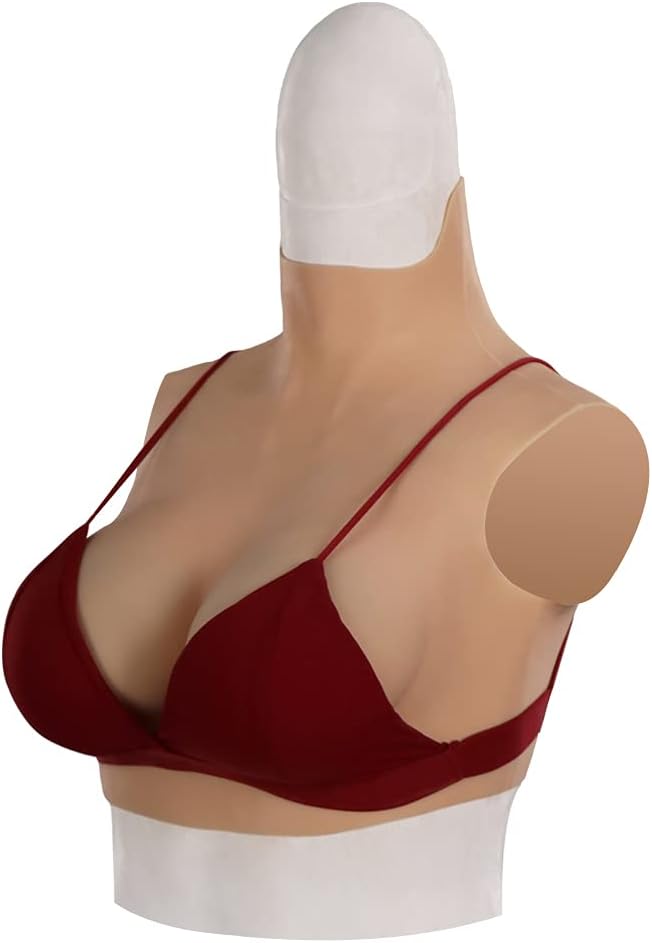 2th Generation Silicone Breast Forms Basic Style Fake Breast (D Cup, Brown)