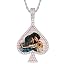 543 Pink diamond silver pendant&rope chain]