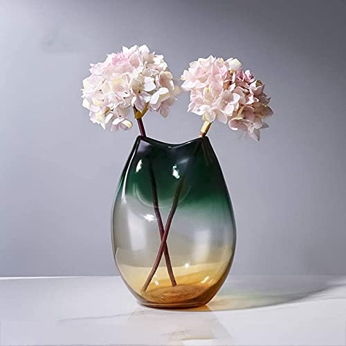 Lichte Luxe Gebrandschilderde Transparante Glazen Vaas, Moderne Stijl GradiëNt Tulpenvaas, Geometrische Modellering Bloemencontainer Voor Woonkamer Slaapkamer Veranda - Afbeelding 6