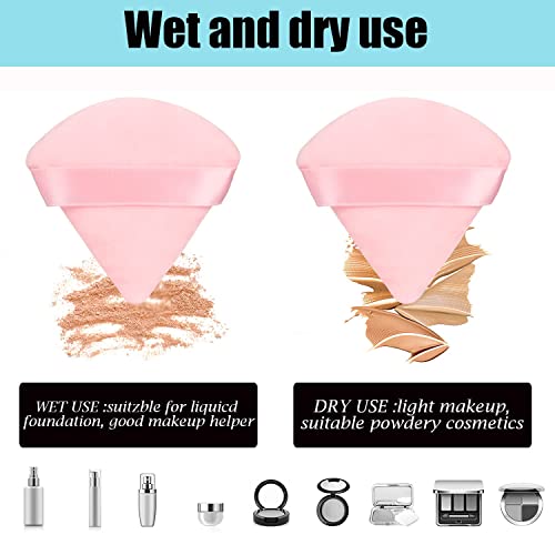 Image of INOVERA (LABEL) 6 Pieces Powder Puff Face Makeup Sponge - Loose Foundation Blending Sponges Set - Triangle Shape Beauty Blender Tool for Wet & Dry Powders (Pink)