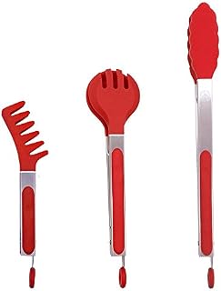 Set of 3 Stainless Steel Food Tongs with Silicone Tips, ANIN 3 Types
