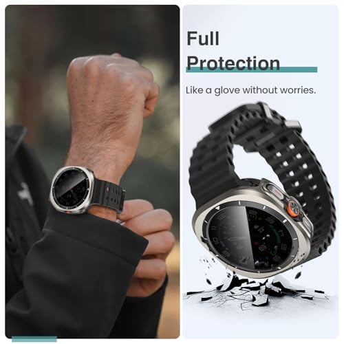 Image of Tensea [5+5Pack for Samsung Galaxy Watch Ultra 2025 / Galaxy Watch 7 Ultra 2024 47mm Accessories, Hard PC Bumper /HD Anti-Fog Tempered Glass Protective Film, Face Cover Set for Women Men
