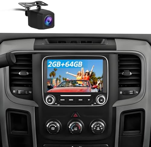 Car Radio for Dodge RAM 1500 2500 3500 2013 2014 2015 2016 2017 2018,7 inch Screen Android 13 [2GB+64GB] with Carplay/Android Auto SWC GPS WiFi Bluetooth FM RDS AM DSP,Backup Camera