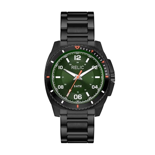 Montre noire trois aiguilles RELIC Scott aux finitions soignées