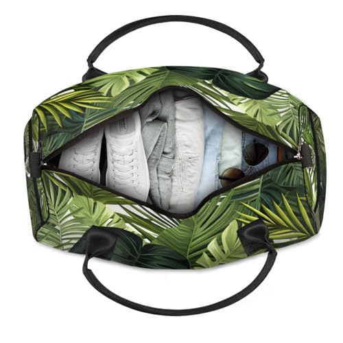 Personalized Tropical Monstera Travel Duffel Bag with Name, Custom Gym Sport Bag Jungle Nature Carry On Weekend Overnight Duffel Bag for Men Women4
