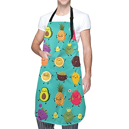 Gocerktr Cute Cartoon Fruit Animation Durian Pineapple Bib Apron With Adjustable Neck For Men Women,Suitable For Home Kitchen Cooking Waitress Chef Grill Bistro Apron #TOP3