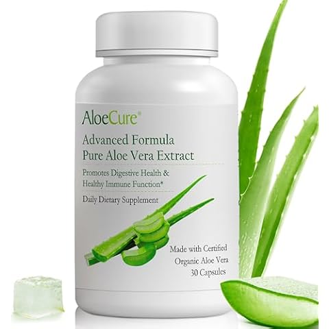 AloeCure Organic Aloe Vera Capsules, 130,000mg Inner Aloe Leaf Equivelant per Serving, Support Gut Health & Digestive Comfort, Stomach Acid Buffer, Natural Immune Supplement, Aloin Free, 30 Capsules Cover