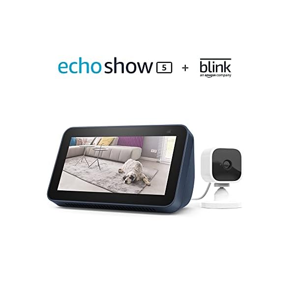 Echo Show 5 (2nd Gen, 2021 release) Deep Sea Blue bundle with Blink