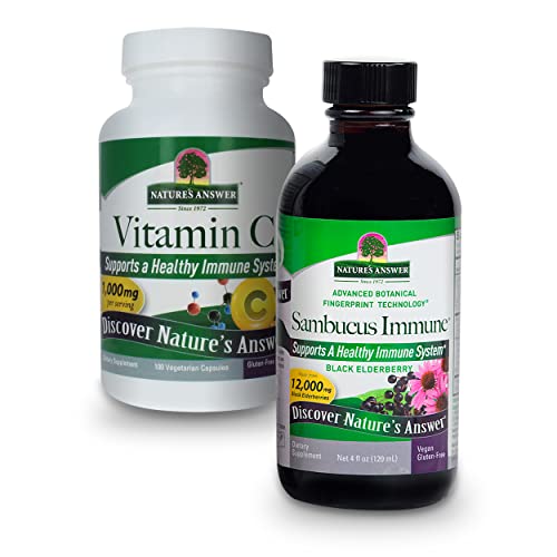 Nature's Answer Sambucus 4 Ounce Fluid Extract And Vitamin C Capsules Bundle #TOP24
