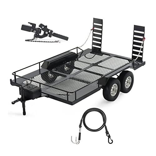 Kit de construcción de metal 1/10 RC remolque con receptor de montaje de enganche y cuerdas de transporte para coches orugas Axial SCX10 D90 Wrangler TRX4 TRX6 Redcat GEN8