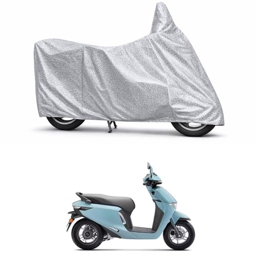 Image of 100% Waterproof Two Wheeler Body Cover Multi Layered Fabric Designed for Honda Activa e | Belt Buckle Lock | Silver Mag