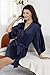 EPLAZA Bride Bridesmaid Robes for Wedding Bridal Party Women Short Solid Color Silky Satin Robe Kimono with Gold Glitters (Navy, Mother of The Groom)
