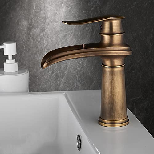 Robinet cascade en laiton monotrou pour évier rétro de salle de bain - 4
