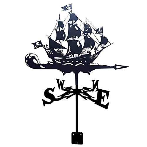 BGFYUSF Veleta de Acero Inoxidable con Adorno de velero， Veleta de jardín con estaca， indicador de dirección del Viento， Montaje en Techo de jardín，Style 1
