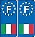 F Europe Drapeau Italie Angle Droit Autocollant Plaque immatriculation Auto Voiture Sticker, Couleur : Bleu, Angle : Arrondi