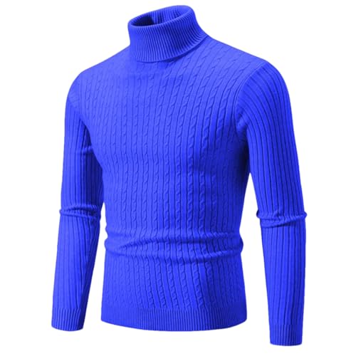 Men's Winter Warm High Neck Solid Knit Bottom Pullover Sweater Slim Fit Basic Knitted Casual Long Sleeve Sweater