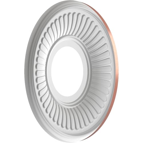 Image of Ekena Millwork CMP10BEFCP Berkshire Thermoformed PVC Ceiling Medallion (Fits Canopies up to 4 1 /2 inch), 10 inchOD x 3 1 /2 inchID x 3 /4 inchP, Universal Pearl Metallic Champagne Pink