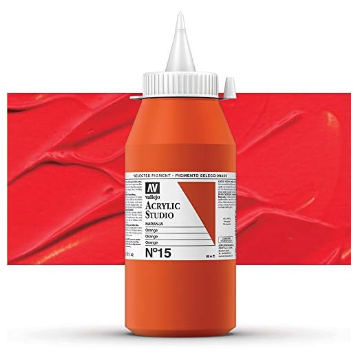 Vallejo : Studio Acrylic Paint : 1000ml : Orange (Camium Orange Hue)