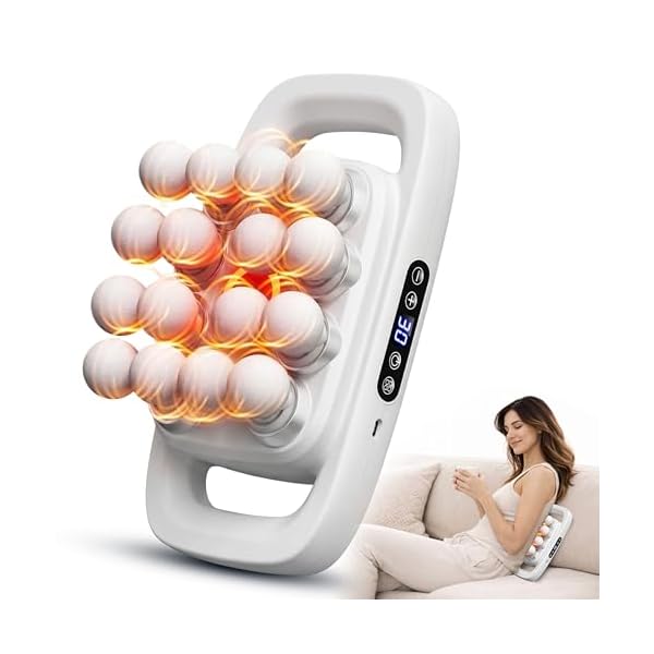 16 Head Massage Gun for Muscle Pain Relief, Deep Tissue Body Massager for Back, Neck, Shoulders, Legs & Feet, 3 Modes and 30 Intensities (White)