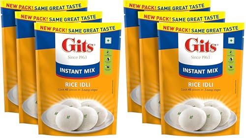 Image of Gits Instant Rice Idli Breakfast Mix, Makes 45 per Pack, Pure Veg, Authentic South Indian Breakfast Recipe, 1500g (Pack of 6 X 500g Each)