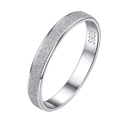 ChicSilver ChicSilver 925 Sterling Silver Ring Customizable Sandblast Finish/Multi-Faceted Ring Wedding Band Comfort Fit Size 4-12