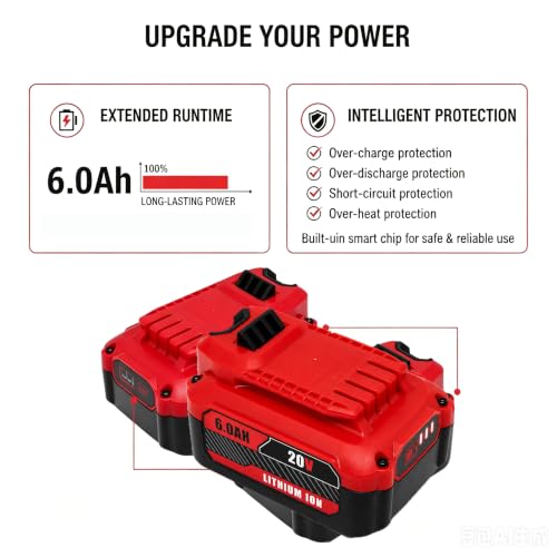 Image of Replacement for Craftsman V20 20V Battery 6.0Ah | High Capacity Lithium-Ion Battery Pack Compatible with Craftsman 20V Series Tools