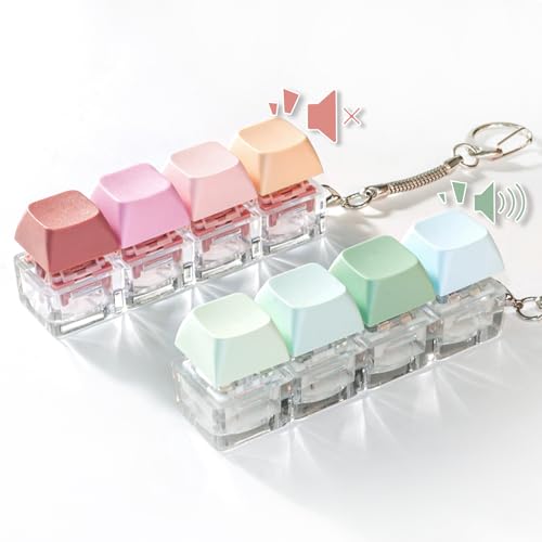 NiXianLinGo 2 PCS Keyboard Fidget Toy for Adults, Quiet & Loud Clicker Fidget Sensory Toy for Anxiety Stress Relief, Silent Keyboard Fidget Clicker for Office, School, Gradient Keyboard Keychain Gift