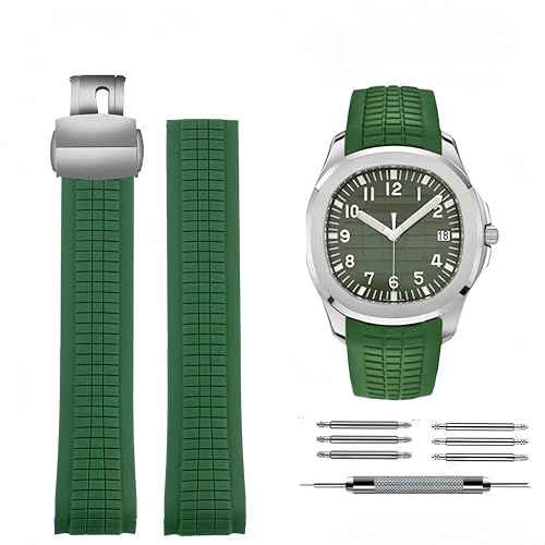 [�T�C�����g�D] PATEX PHILIPPE Aquanaut 5164/5167�p21mm���v�X�g���b�v�V���R���S���������p���v�o���h�_�u�����b�N���t�H�[���h�I�[�o�[�N���X�v�t���_�炩���G���K���g�Ȓj���p���X�g�o���h (GREEN)