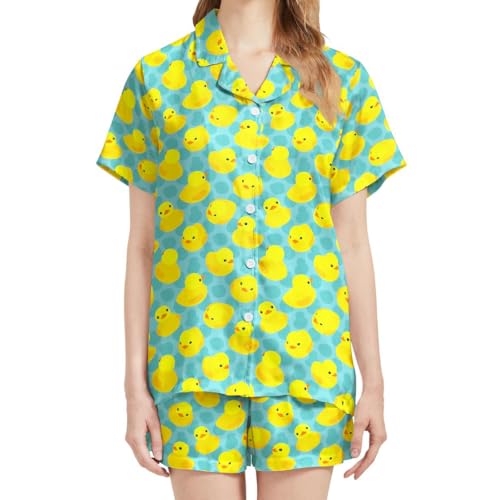 2 Piece Pjs Womens Button Down Pajamas Set Short Sleeve Soft Sleepwear