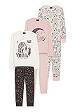 C&A Kinder Mädchen Pyjamas Pyjama Regular Fit Unifarben|Motivprint|Bedruckt weiß / rosa 146