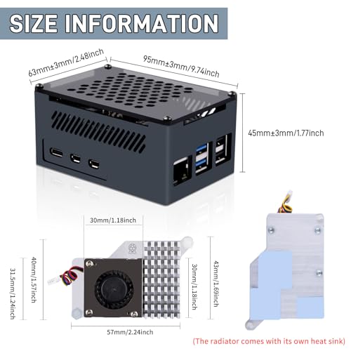 Image of GeeekPi P33 M.2 NVME M-Key PoE+ Hat with Official Pi 5 Active Cooler and Aluminum Case for Raspberry Pi 5, Support M.2 NVMe SSDs 2230 /2242 /2260 /2280
