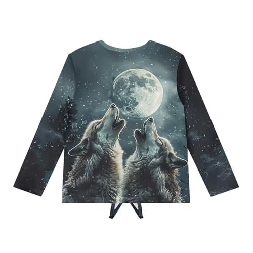 Long Sleeve Shirt for Girls Casual Loose Printed T Shirt Kids Tie Knot Front Tops Tween Girl Crewneck Tees Blouse2