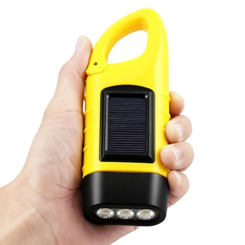 SJACXANM Torcia LED Potente, Torcia LED Portatile Ricaricabile con Batteria Solare, Torcia Professionale con Manovella Moschettone per Campeggio Ciclismo Trekking Caccia Attività all'Aperta