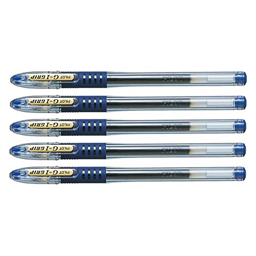 PILOT Stylos bille Gel G1 Grip Bleu en lot de 5 pour l'écriture quotidienne