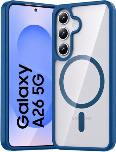 Image of ArmourPro MagSafe Compatible Case for Samsung Galaxy A26, Magnetic Wireless Charging Back Cover with Clear Back, Flexible TPU Bumper, Camera Protection | Blue