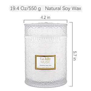 LA JOLIE MUSE Gardenia Ylang Ylang Scented Candle Mother Day Candle Gift Soy Candle for Home Candles for Women Large Glass Jar Candle Gift Wood Wick Candle 90 Hours Long Burning Time 194 oz